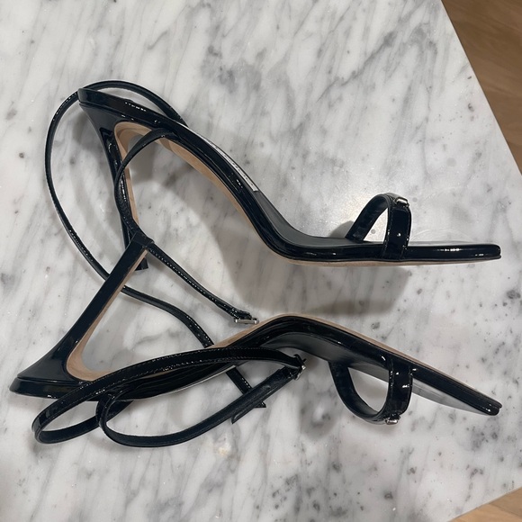 JIMMY CHOO Black Jaxon 95 Embellished Patent-leather sandal - Picture 6 of 10